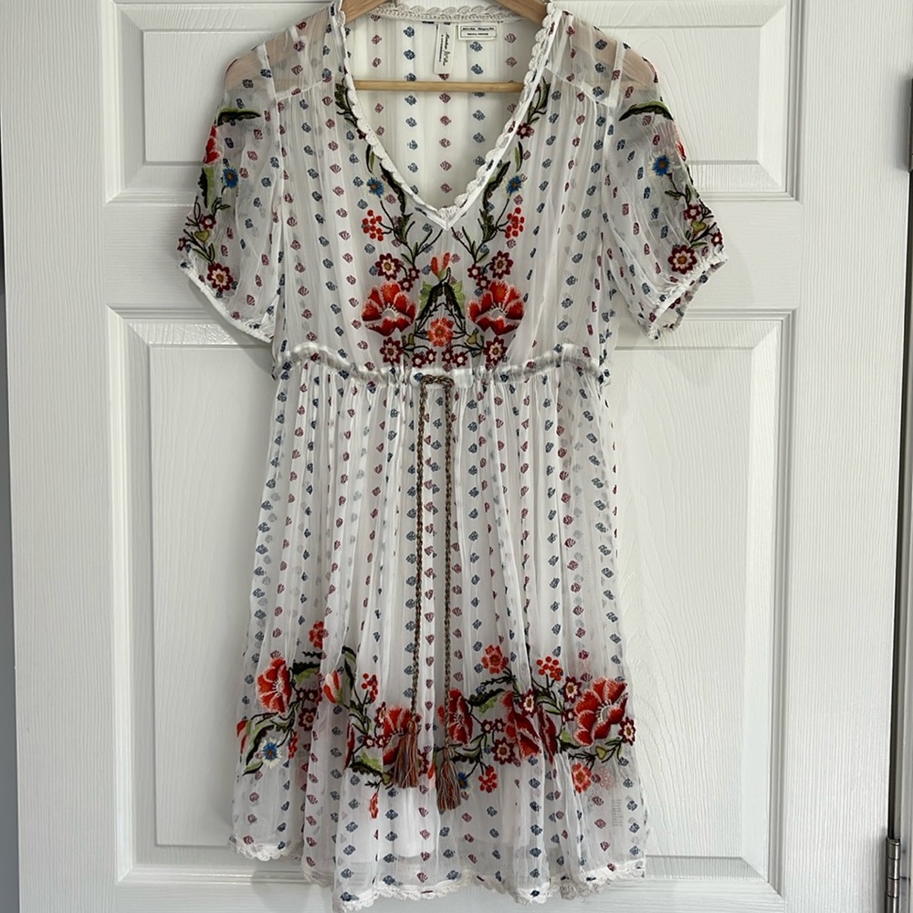 Anthropologie Meadow Rue Embroidered Dress Sz Small Petite